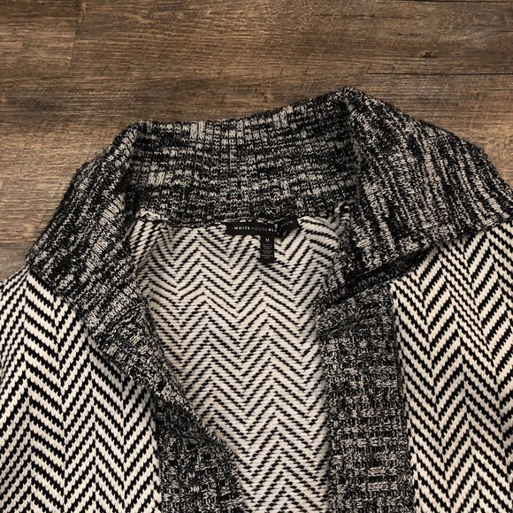 White House Black Market Cardigan Womens M White Black Knit Sweater - Picture 5 of 9